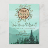 Pine Tree Forest Wood Thema Home Sweet Home Aankondigingskaart (Voorkant)
