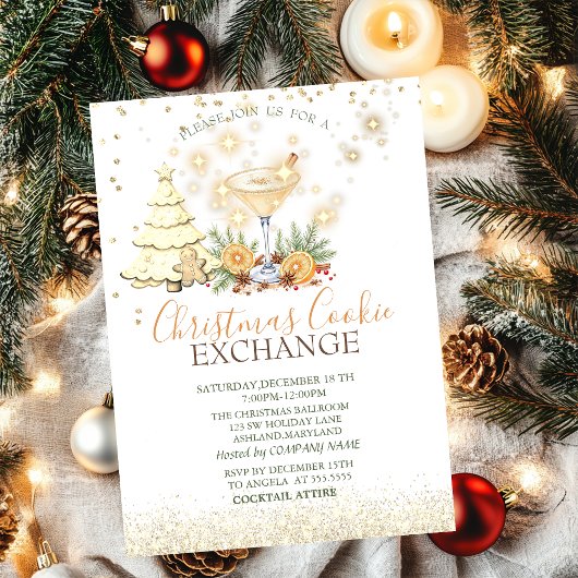  Pine Tree Gingerbread Cookies Cocktail Christmas Kaart