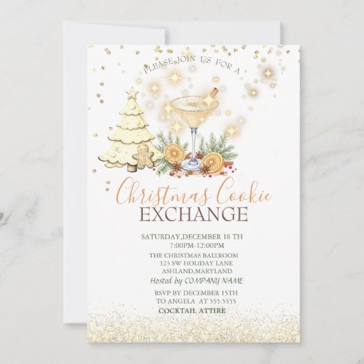  Pine Tree Gingerbread Cookies Cocktail Christmas Kaart (Voorkant)