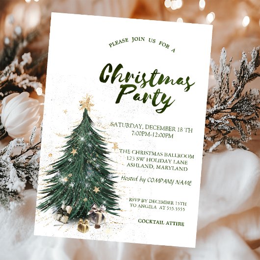 Pine Tree Glitter Stars Kerstfeest Bedrijfsfeest Kaart
