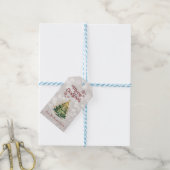 Pine Tree, Glitterende Bokeh Vakantie Cadeaulabel (Met Touw)