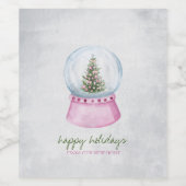 Pine Tree Globe Sneeuw Vakantie    Wijn Etiket (Enkel label)