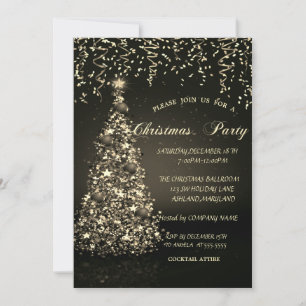 Pine Tree Gold Confetti Christmas Company Party Kaart