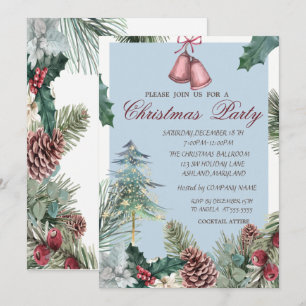 Pine Tree Gold Stars Pijnappels Kerstfeest Kaart
