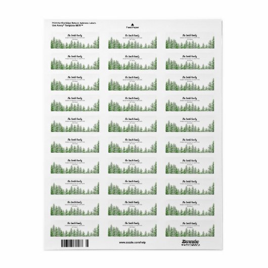 Pine Tree Green Bruiloft Retouradres Label (Full Sheet)