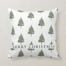 Pine tree Green en white Merry Kerstmis Kussen