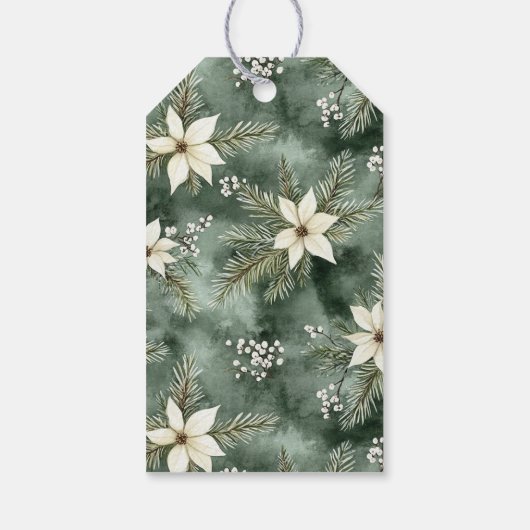 Pine Tree Green Plaid Christmas Angel Cadeaulabel (Achterkant)