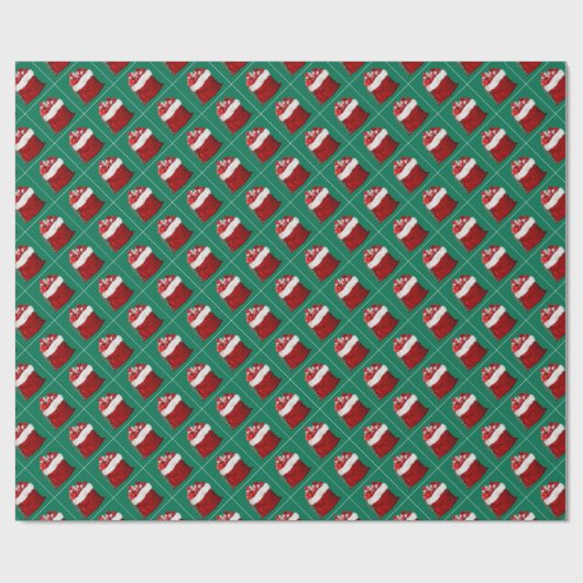 Pine Tree Green Rood Wit Vrolijk Kerstcadeau Cadeaupapier (Vlak)