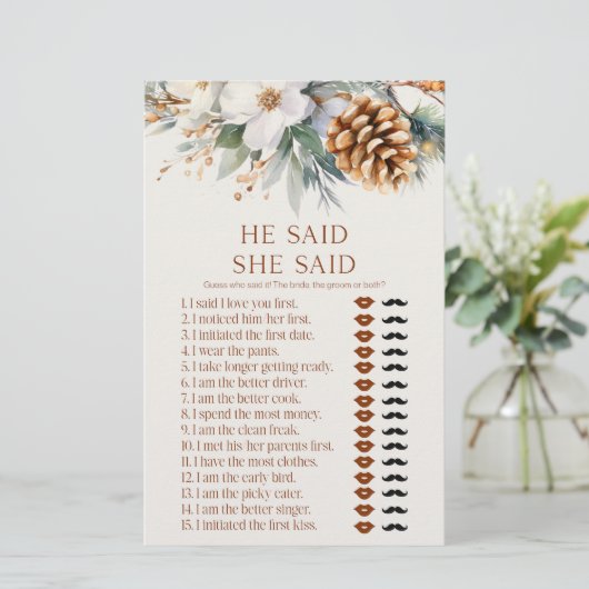 Pine Tree Hij zei dat ze zei Vrijgezellenfeest spe Briefpapier (Staand voorkant)