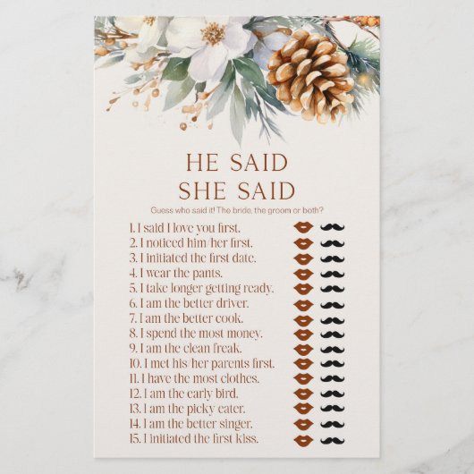 Pine Tree Hij zei dat ze zei Vrijgezellenfeest spe Briefpapier (Voorkant)