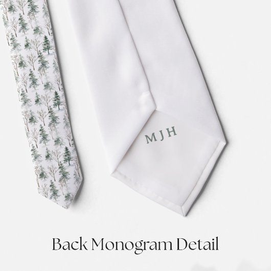 Pine Tree Holiday Pattern stropdas met monogram
