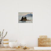 Pine tree island in water landscape art print (Keuken)