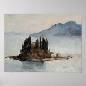 Pine tree island in water landscape art print (Voorkant)