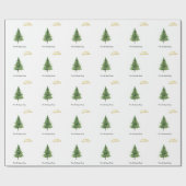 Pine Tree kerstballen Merry Kerstmis Cadeaupapier (Vlak)