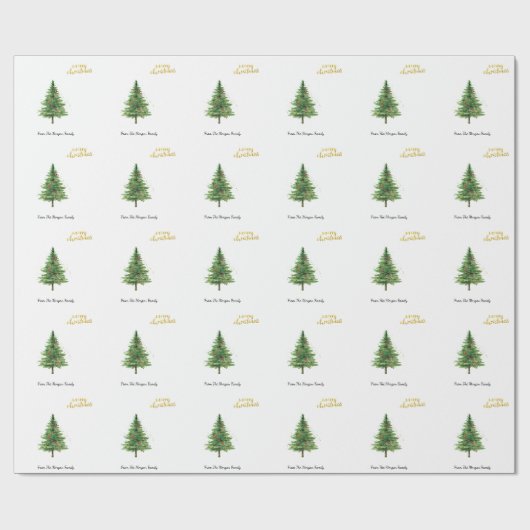 Pine Tree kerstballen Merry Kerstmis Cadeaupapier (Vlak)