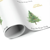 Pine Tree kerstballen Merry Kerstmis Cadeaupapier (Rol Hoek)