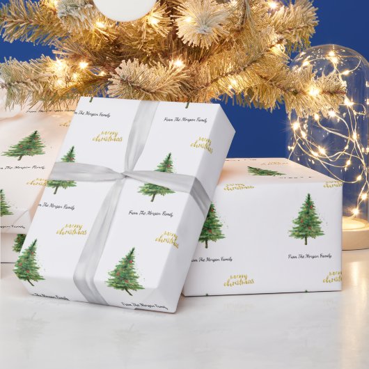 Pine Tree Kerstballen Prettig Kerstfeest Cadeaupapier (Feestdagen)
