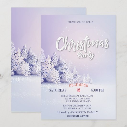 Pine Tree-kerstfeest Kaart (Voorkant / Achterkant)