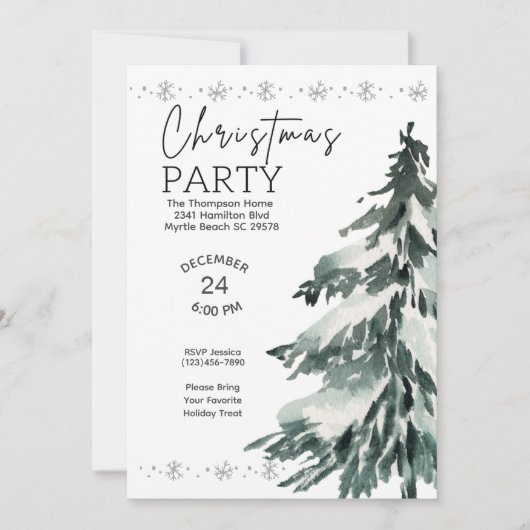 Pine Tree-kerstfeest Kaart (Voorkant)