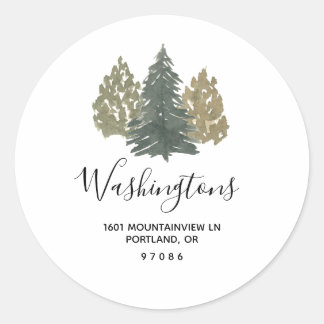 Pine Tree Kerstmis retour adres envelop afdichting Ronde Sticker
