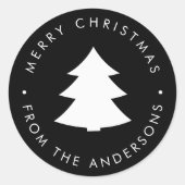 Pine Tree Kerstmis Ronde Sticker (Voorkant)