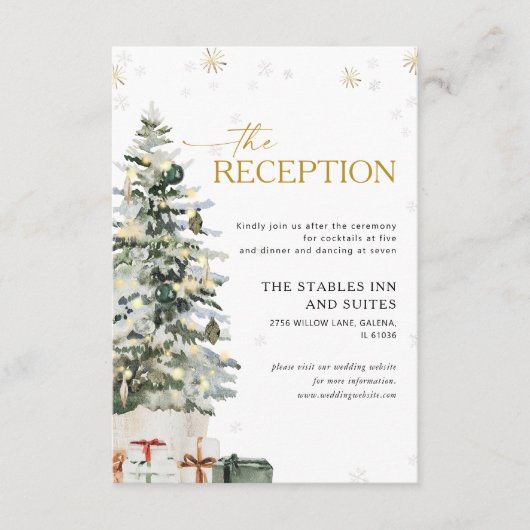 Pine Tree Kerstmisreceptie Informatiekaartje (Voorkant)