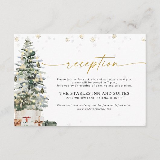 Pine Tree Kerstmisreceptie Informatiekaartje (Voorkant)
