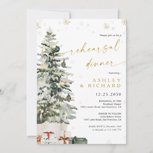 Pine Tree kerstrepetitie diner Kaart (Voorkant)