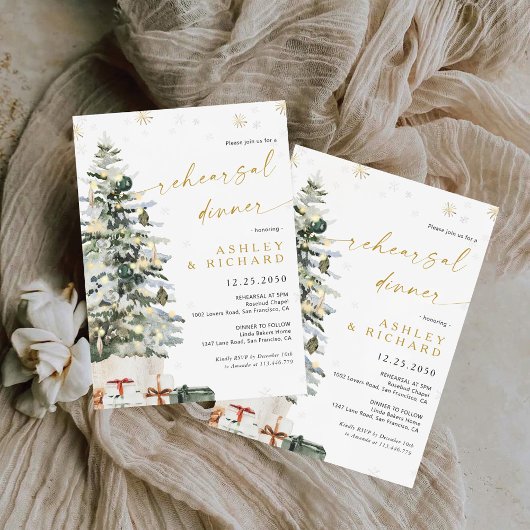 Pine Tree kerstrepetitie diner Kaart
