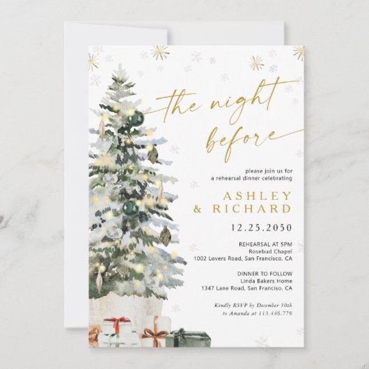 Pine Tree Kerstrepetitie Diner Uitnodiging (Voorkant)