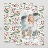 Pine Tree-kerstvogels | Vakantieknopkaart Feestdagenkaart (Voorkant / Achterkant)