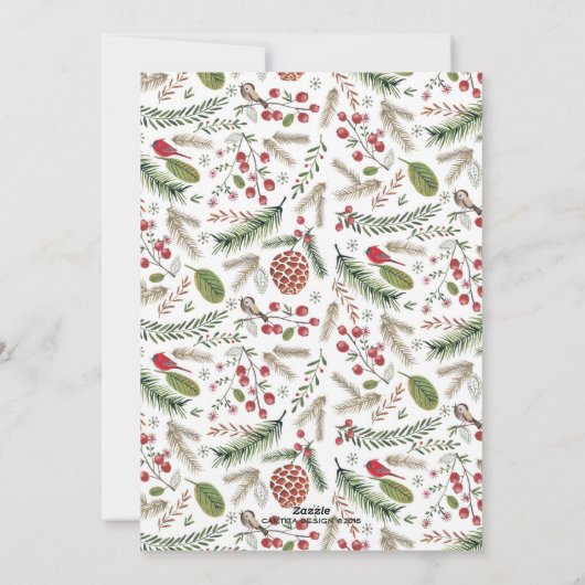 Pine Tree-kerstvogels | Vakantieknopkaart Feestdagenkaart (Achterkant)