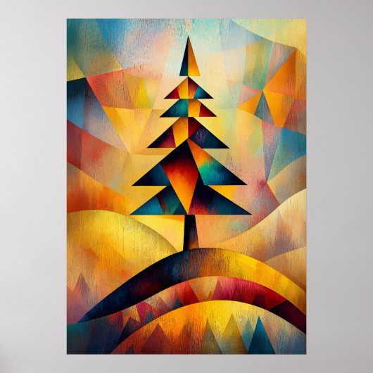 Pine Tree - Kubistisch Minimalistisch Meesterwerk Poster (Voorkant)