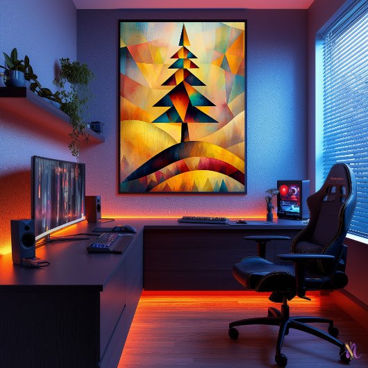 Pine Tree - kubistische minimalist geïnspireerd do Poster