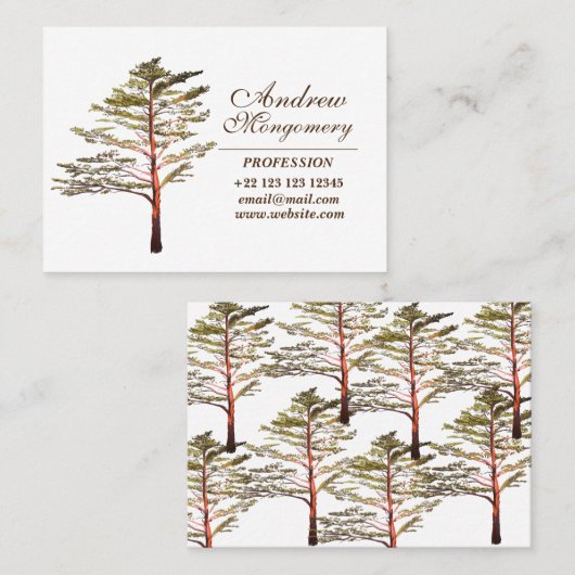 Pine tree kunst aangepaste professional visitekaartje (Voorkant / Achterkant)