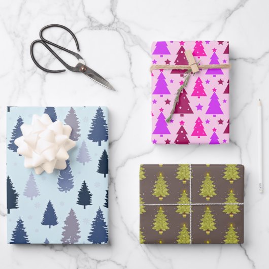 Pine Tree Land Winter Kerstmis Inpakpapier Vel (Voorkant)