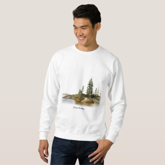 Pine Tree Landschap Sweatshirt Canoe Land (Voorkant volledig)
