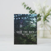 Pine Tree & Lights Winter Huwelijk Save the Date Aankondigingskaart (Staand voorkant)