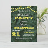 Pine Tree Lights Yellow Holiday Uitnodiging (Staand voorkant)