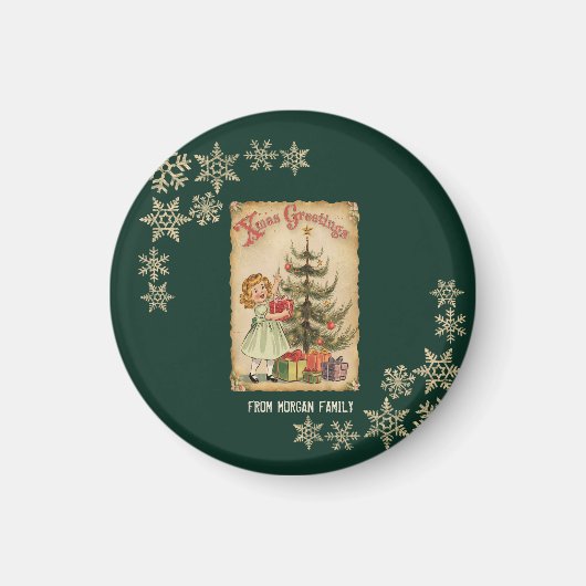  Pine Tree Little Girls Cadeaus Sneeuwvlokken Magneet (Voorkant)