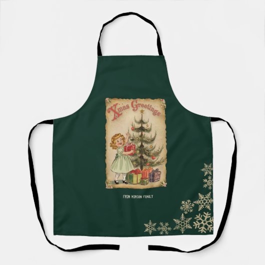 Pine Tree Little Girls Cadeaus Sneeuwvlokken Schort (Voorkant)