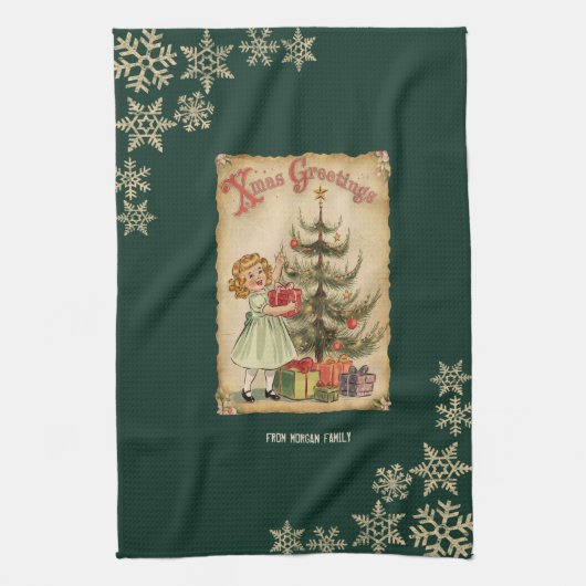  Pine Tree Little Girls Cadeaus Sneeuwvlokken Theedoek (Verticaal)