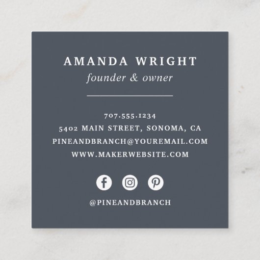 Pine Tree Logo Vierkante Visitekaartje (Achterkant)