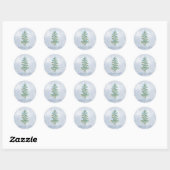 Pine Tree Merry Blauwe Bokeh Ronde Sticker (Vel)