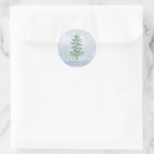 Pine Tree Merry Blauwe Bokeh Ronde Sticker (Tas)