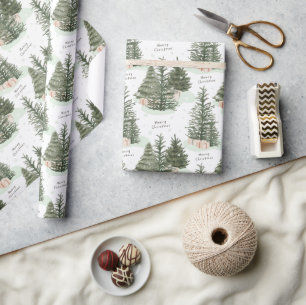 Pine Tree Merry Christmas Holiday Gift Cadeaupapier