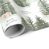 Pine Tree Merry Christmas Holiday Gift Cadeaupapier (Rol Hoek)