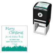 Pine Tree Merry Kerstfeestdag Return-adres Zelfinktende Stempel (In situ)
