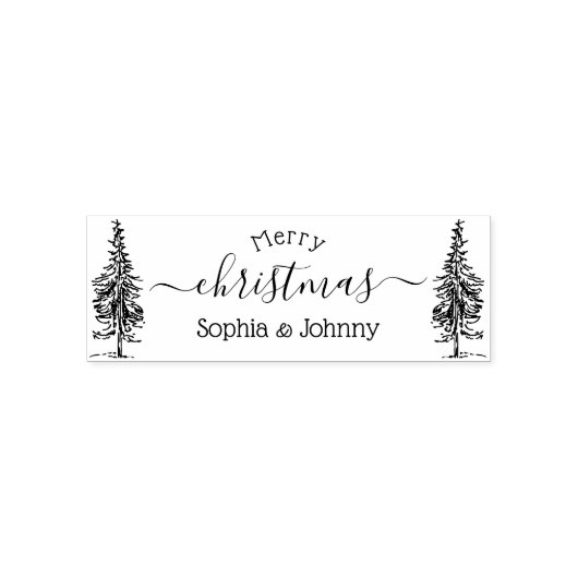 Pine-tree Merry-kerstscript - Aangepaste naam Zelfinktende Stempel (Design)