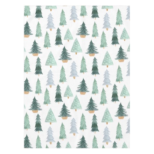 Pine Tree met kerstgroene Waterverf Tafelkleed (Voorkant)